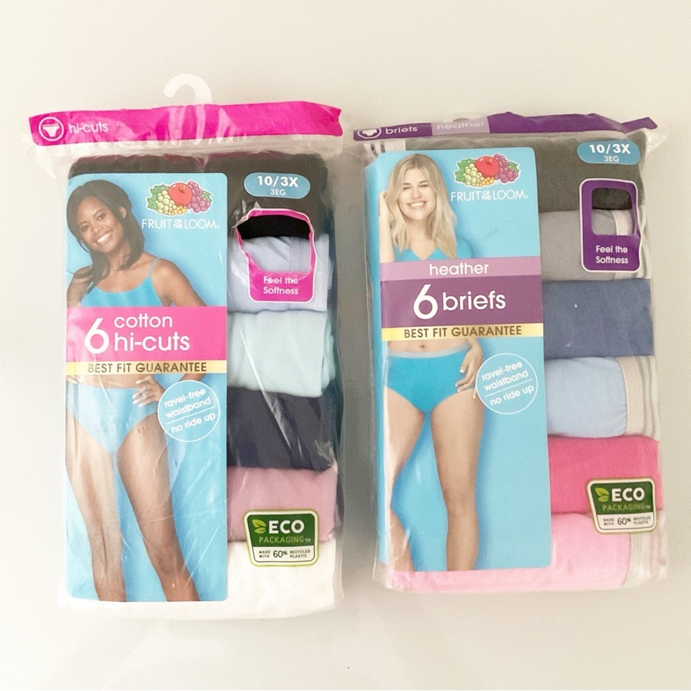 Fruit of the Loom Women's Hi-Cuts 6-Pack Cotton Size 3XL 2 Packs Size 10